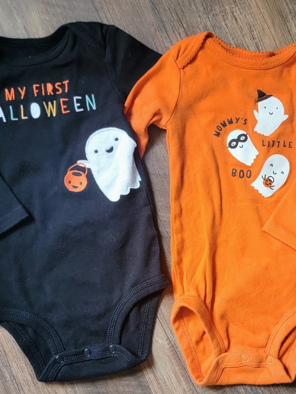 Carter's Halloween Ghost Baby One-Piece Bodysuits - Orange & Black Bundle